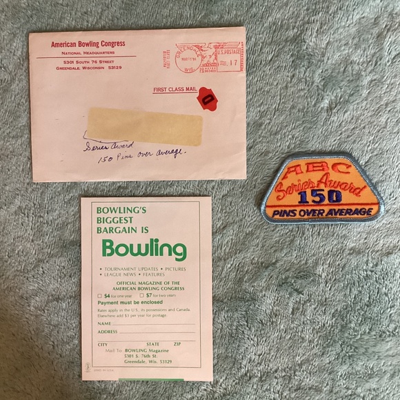 NEW Vintage ABC Century Club 150  Pins Over Average Bowling Patch Sew On 🎳 - Picture 1 of 8
